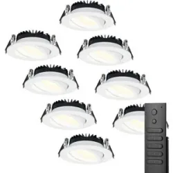HOFTRONIC 8x Rome LED Einbaustrahler - Weiß - 6W 500lm - Schwenkbar - Dimmbar - 2700K - IP44 - Fernbedienung
