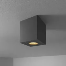HOFTRONIC Gibbon LED Aufbaustrahler - Eckig - 4 Watt 345 Lumen - 2700 K warmweiß - GU10-Fassung - IP65 Aufbaustrahler für Badezimmer - Innen und Außen - Schwarz