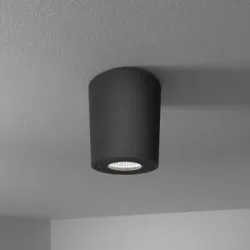 HOFTRONIC Paxton LED Deckenspot - 4 Watt 345 Lumen - 6500K tageslichtweiß - GU10 Fassung - IP65 Bad Aufbaustrahler - Rund - Dimmbar - Innen und Außen - Schwarz