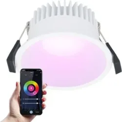 HOFTRONIC SMART Finn Smart Einbaustrahler - IP44 wasserdicht - 10W 630lm - Wifi + Bluetooth - RGBWW - Google Home, Amazon Alexa und Siri - Weiß - Für innen, außen und bad