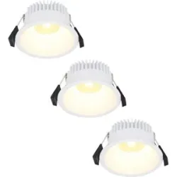 HOFTRONIC 3er Set Finn LED Einbaustrahler - 10W 900lm Superbright - 2700K warmweiß - Dimmbar - Rund - Einbau - IP44 wasserdicht - Weiß - Für Bad, Innen und Außen