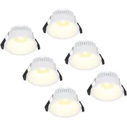 HOFTRONIC 6er Set Finn LED Einbaustrahler - 10W 900lm Superbright - 2700K warmweiß - Dimmbar - Rund - Einbau - IP44 wasserdicht - Weiß - Für Bad, Innen und Außen