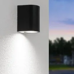 HOFTRONIC Alvin LED Wandleuchte - Dimmbar - 4W - 345lm - 6500K tageslichtweiß - IP64 Wasserdicht für innen und außen - GU10 Auswechselbare Lichtquelle - Downlight - Schwarz