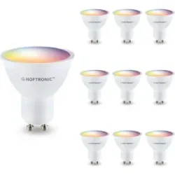 HOFTRONIC SMART 10er Set Smart Lampe - GU10 Spot - 120° - 5,5W 400lm - RGBWW - Wifi & Bluetooth - App Steuerung - Google Home, Amazon Alexa und Siri - Smart Lamps - LED Reflektor