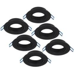 HOFTRONIC 6er Set Pedro LED Einbaustrahler - Schwenkbar - Durchmesser 90mm - Rund - GU10 Einbauleuchte - IP20 für den Innenbereich - Schwarz
