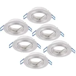 HOFTRONIC 6er Set Kobi LED Einbaustrahler - Schwenkbar - Durchmesser 90mm - Rund - GU10 Einbauleuchte - IP20 für den Innenbereich - Gebürstet Edelstahl