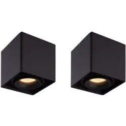 HOFTRONIC 2er Set Esto LED Deckenspot - Eckig - Dimmbar - Schwenkbar - 4W 345lm - 2700K warmweiß - GU10 Fassung- Aufbaustrahler - Innen - Austauschbarer Abdeckring - Schwarz