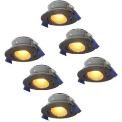 HOFTRONIC 6er Set Lima LED Einbaustrahler - 4W 345lm - 2700K warmweiß - GU10 - Dimmbar - Rund - Schwenkbar - IP65 Wasserdicht - Schwarz - Für Bad, Innen und Außen