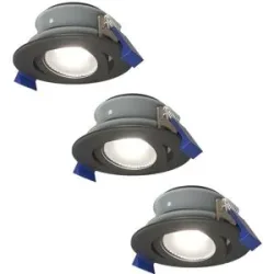 HOFTRONIC 3er Set Lima LED Einbaustrahler - 4W 345lm - 6500K tageslichtweiß - GU10 - Dimmbar - Rund - Schwenkbar - IP65 Wasserdicht - Schwarz - Für Bad, Innen und Außen