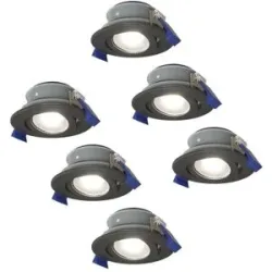 HOFTRONIC 6er Set Lima LED Einbaustrahler - 4W 345lm - 6500K tageslichtweiß - GU10 - Dimmbar - Rund - Schwenkbar - IP65 Wasserdicht - Schwarz - Für Bad, Innen und Außen