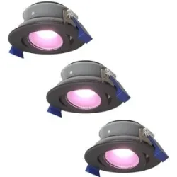 HOFTRONIC SMART 3er Set Lima Smart Einbaustrahler - Wifi + Bluetooth - RGBWW - GU10 - Schwenkbar - Google Home, Amazon Alexa und Siri - IP65 Wasserdicht - Schwarz - App Steuerung und Sprache