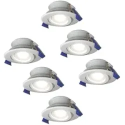 HOFTRONIC 6er Set Lima LED Einbaustrahler - 4W 345lm - 6500K tageslichtweiß - GU10 - Dimmbar - Rund - Schwenkbar - IP65 Wasserdicht - Weiß - Für Bad, Innen und Außen