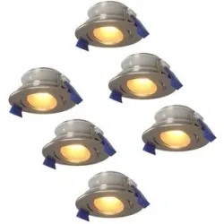 HOFTRONIC 6er Set Lima LED Einbaustrahler - 4W 345lm - 2700K warmweiß - GU10 - Dimmbar - Rund - Schwenkbar - IP65 Wasserdicht - Edelstahl - Für Bad, Innen und Außen