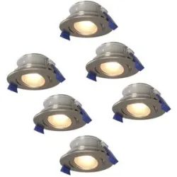 HOFTRONIC 6er Set Lima LED Einbaustrahler - 4W 345lm - 4000K neutralweiß - GU10 - Dimmbar - Rund - Schwenkbar - IP65 Wasserdicht - Edelstahl - Für Bad, Innen und Außen