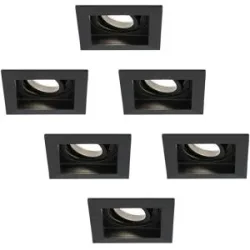 HOFTRONIC 6er Set Fresno LED Einbaustrahler Eckig - 4W 345lm - 4000K neutralweiß - Dimmbar - Schwenkbar - Versenkt - IP20 Innen - Schwarz - Blendfrei