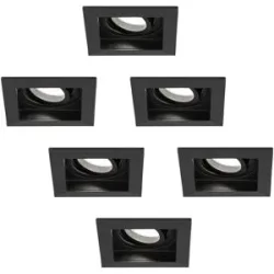 HOFTRONIC 6er Set Fresno LED Einbaustrahler Eckig - 4W 345lm - 6500K tageslichtweiß - Dimmbar - Schwenkbar - Versenkt - IP20 Innen - Schwarz - Blendfrei