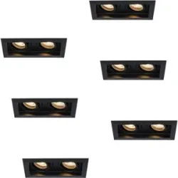 HOFTRONIC 6er Set Durham LED Doppeleinbaustrahler quadratisch - 8W 690lm - 2700K warmweiß - GU10 - Dimmbar schwenkbar - Innen - Schwarz