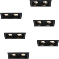 HOFTRONIC 6er Set Durham LED Doppeleinbaustrahler quadratisch - 8W 690lm - 4000K neutralweiß - GU10 - Dimmbar schwenkbar - Für innen - Schwarz