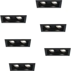 HOFTRONIC 6er Set Durham LED Doppeleinbaustrahler quadratisch - 8W 690lm - 6500K tageslichtweiß - GU10 - Dimmbar schwenkbar - Für innen - Schwarz