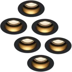 HOFTRONIC 6er Set Mari LED Einbaustrahler - 4W 345lm - 2700K warmweiß - GU10 - Dimmbar - Rund - IP65 Wasserdicht - Schwarz - Blendfrei