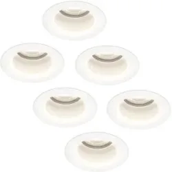 HOFTRONIC 6er Set Mari LED Einbaustrahler - 4W 345lm - 6500K tageslichtweiß - GU10 - Dimmbar - Rund - IP64 Wasserdicht - Weiß - Blendfrei