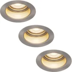 HOFTRONIC 3er Set Mari LED Einbaustrahler - 4W 345lm - 2700K warmweiß - GU10 - Dimmbar - Rund - IP65 Wasserdicht - Edelstahl - Blendfrei