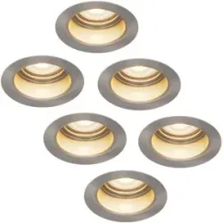 HOFTRONIC 6er Set Mari LED Einbaustrahler - 4W 345lm - 2700K warmweiß - GU10 - Dimmbar - Rund - IP65 Wasserdicht - Edelstahl - Blendfrei