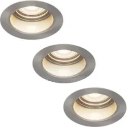 HOFTRONIC 3er Set Mari LED Einbaustrahler - 4W 345lm - 4000K neutralweiß - GU10 - Dimmbar - Rund - IP64 Wasserdicht - Edelstahl - Blendfrei