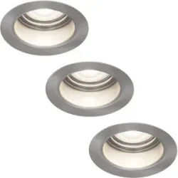 HOFTRONIC 3er Set Mari LED Einbaustrahler - 4W 345lm - 6500K tageslichtweiß - GU10 - Dimmbar - Rund - IP64 Wasserdicht - Edelstahl - Blendfrei
