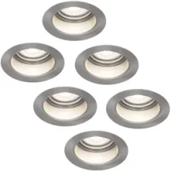 HOFTRONIC 6er Set Mari LED Einbaustrahler - 4W 345lm - 6500K tageslichtweiß - GU10 - Dimmbar - Rund - IP64 Wasserdicht - Edelstahl - Blendfrei