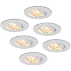 HOFTRONIC 6er Set Pitsburg LED Einbaustrahler - 6W 570lm - GU10 LED-Modul - Extra Flach - 2700K warmweiß - Dimmbar - Schwenkbar - Innen - Weiß