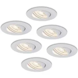 HOFTRONIC 6er Set Pitssburg LED Einbaustrahler- 6W 570lm - GU10 LED-Modul - Extra flach - 4000K neutralweiß - Dimmbar - Schwenkbar - Innen - Weiß