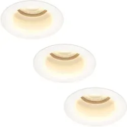 HOFTRONIC 3er Set Mari - LED Einbaustrahler Flach - 6 Watt 570 Lumen - 2700K warmweiß - GU10 LED Modul - Blendfrei - Dimmbar - Rund - IP65 wasserdicht - Weiß - LED Coin