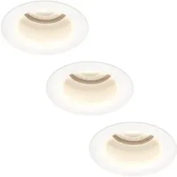 HOFTRONIC 3er Set Mari - LED Einbaustrahler Flach - 6 Watt 570 Lumen - 4000K neutralweiß - GU10 LED Modul - Blendfrei - Dimmbar - Rund - IP65 wasserdicht - Weiß - LED Coin