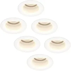 HOFTRONIC 6er Set Mari - LED Einbaustrahler Flach - 6 Watt 570 Lumen - 4000K neutralweiß - GU10 LED Modul - Blendfrei - Dimmbar - Rund - IP65 wasserdicht - Weiß - LED Coin
