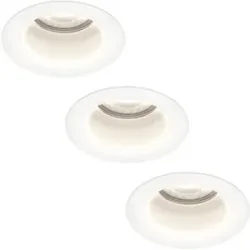 HOFTRONIC 3er Set Mari - LED Einbaustrahler Flach 58mm - 3,8 Watt 270 Lumen - 6000K tageslichtweiß - GU10 LED Modul - Blendfrei - Dimmbar - Rund - IP65 wasserdicht - Weiß - LED Coin
