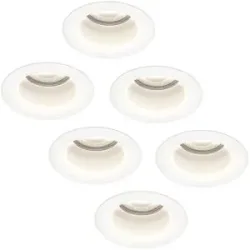 HOFTRONIC 6er Set Mari - LED Einbaustrahler Flach 58mm - 3,8 Watt 270 Lumen - 6000K tageslichtweiß - GU10 LED Modul - Blendfrei - Dimmbar - Rund - IP65 wasserdicht - Weiß - LED Coin