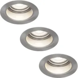 HOFTRONIC 3er Set Mari - LED Einbaustrahler Flach 58mm - 3,8 Watt 270 Lumen - 6000K tageslichtweiß - GU10 LED Modul - Blendfrei - Dimmbar - Rund - IP65 wasserdicht - Edelstahl - LED Coin