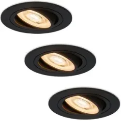 HOFTRONIC 3er Set Miro LED Einbaustrahler - 6W 570lm - Extra flach - GU10 LED-Modul - 2700K warmweiß - Dimmbar - Schwenkbar - Innen - Schwarz