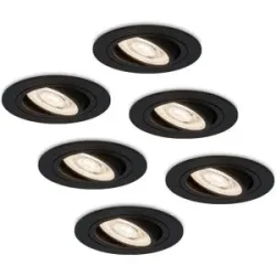 HOFTRONIC 6er Set Miro LED Einbaustrahler - 6W 570lm - GU10 LED-Modul - Extra Flach - 4000K neutralweiß - Dimmbar - Schwenkbar - Innen - Schwarz