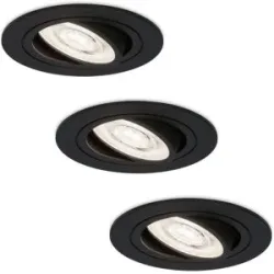HOFTRONIC 3er Set Miro LED Einbaustrahler - Extra Flach 58mm - GU10 LED-Modul - 6000K tageslichtweiß - Dimmbar - Rund - Schwenkbar - Innen - Schwarz