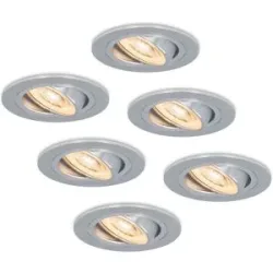 HOFTRONIC 6er Set Chandler LED Einbaustrahler - 6W 570lm - GU10 LED-Modul - 2700K warmweiß - Dimmbar - Schwenkbar - IP20 Innen - Edelstahl
