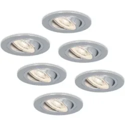 HOFTRONIC 6er Set Chandler LED Einbaustrahler - 6W 570lm - GU10 LED-Modul - 4000K neutralweiß- Dimmbar - Schwenkbar - IP20 Innen - Edelstahl