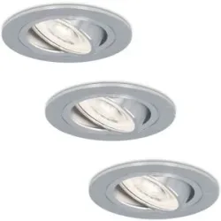HOFTRONIC 3er Set Chandler LED Einbaustrahler - 3.8W 270lm - IP20 LED-Modul - 6000K tageslichtweiß - Dimmbar - Schwenkbar - IP20 Innen - Edelstahl