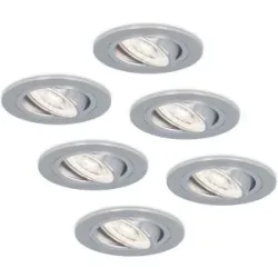 HOFTRONIC 6er Set Chandler LED Einbaustrahler - 3.8W 270lm - GU10 LED-Modul - 6000K tageslichtweiß - Dimmbar - Schwenkbar - IP20 Innen - Edelstahl