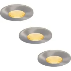 HOFTRONIC 3er Set Vegas - LED Einbaustrahler flach Einbautiefe 60mm - IP44 wasserdicht - 6 Watt 570 Lumen - 2700K warmweiß - GU10 LED Modul - Dimmbar - Rund - Für Bad, Innen- und Außenbereich - Edelstahl - LED Coin