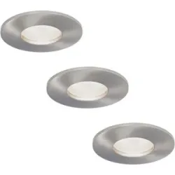 HOFTRONIC 3er Set Vegas - LED Einbaustrahler flach Einbautiefe 60mm - IP44 wasserdicht - 3,8 Watt 270 Lumen - 6000K tageslichtweiß - GU10 LED Modul - Dimmbar - Rund - Für Bad, Innen- und Außenbereich - Edelstahl - LED Coin