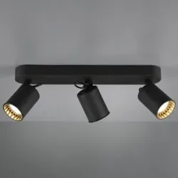 HOFTRONIC Pago LED Deckenstrahler - 3-Flammig - Drehbar und dimmbar - GU10 Fassung - Schwenkbar - Deckenleuchte - Deckenspot - Innen - Schwarz