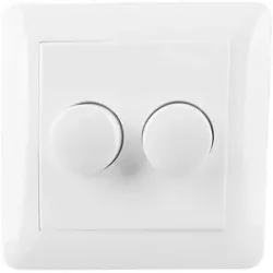 HOFTRONIC Doppelter Dimmertaster inkl. Zentralplatte und Rahmen - Weiß - Passend zu Art. 843037 (Dimmer nicht enthalten)