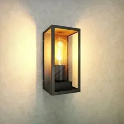 V-TAC Industrielle LED Wandleuchte - ohne E27-Lichtquelle - IP44 - Klares Glas - Schwarz